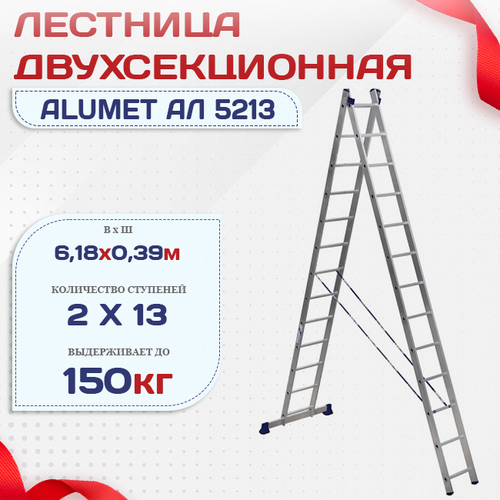 Лестница двухсекционная Alumet Ал 5213 - stroymarket66.ru - Ростов-на-Дону